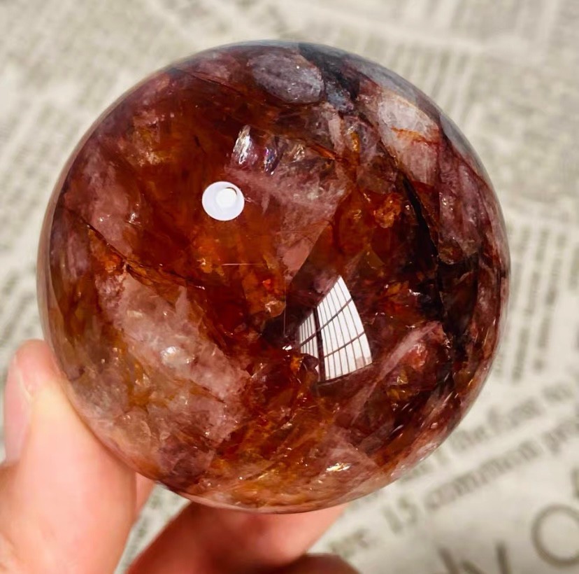 244g Natural Red Gum Flower Ball Crystal Sphere Specimen Energy Healing Reiki