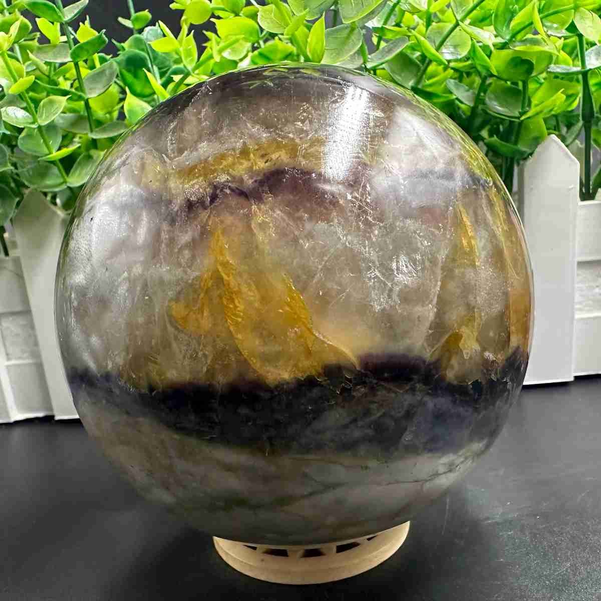 1835g Natural Fluorite Quartz Sphere Crystal Energy Ball Reiki Healing Gem