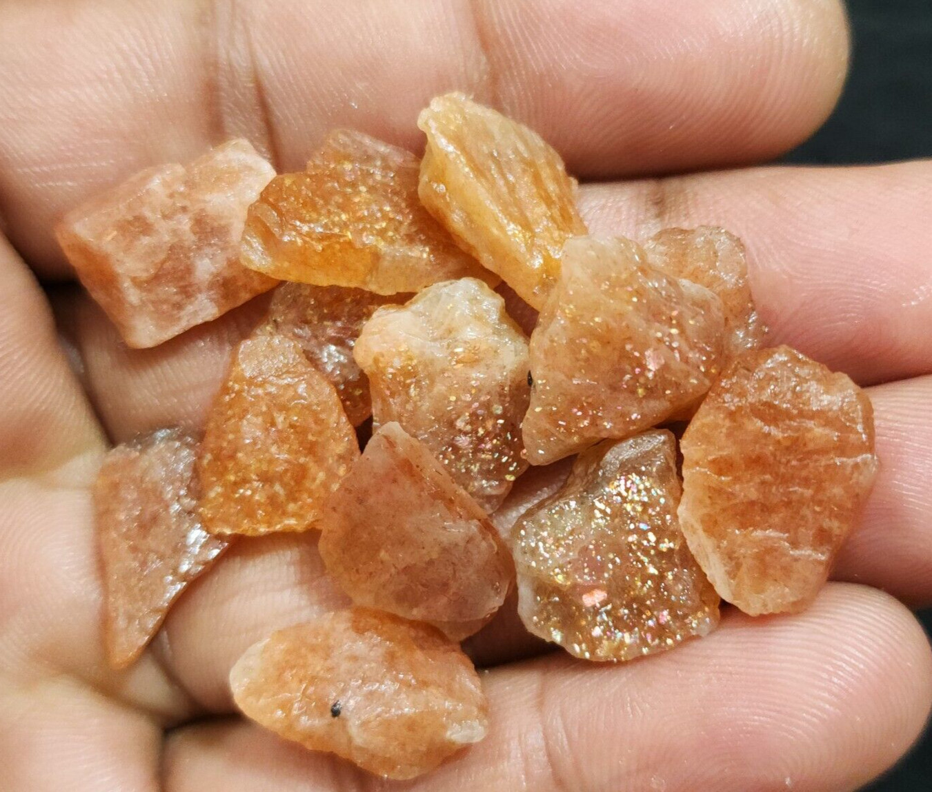 Awesome Rare Sunstone Raw 13 Pcs Lot Size 13-18 MM Sunstone Rough Loose Gemstone