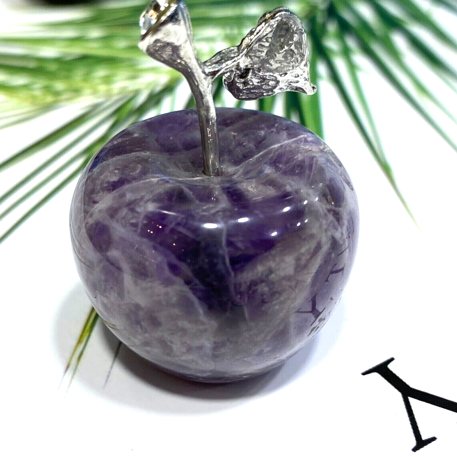 1.5″ Natural Dreamy Amethyst quartz apple hand carved crystal healing 1PC