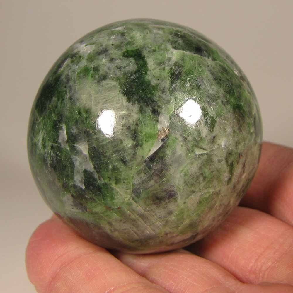 2″ Rare Green CHROME DIOPSIDE Gemstone Sphere w/ Stand – Siberia, Russia – 52mm