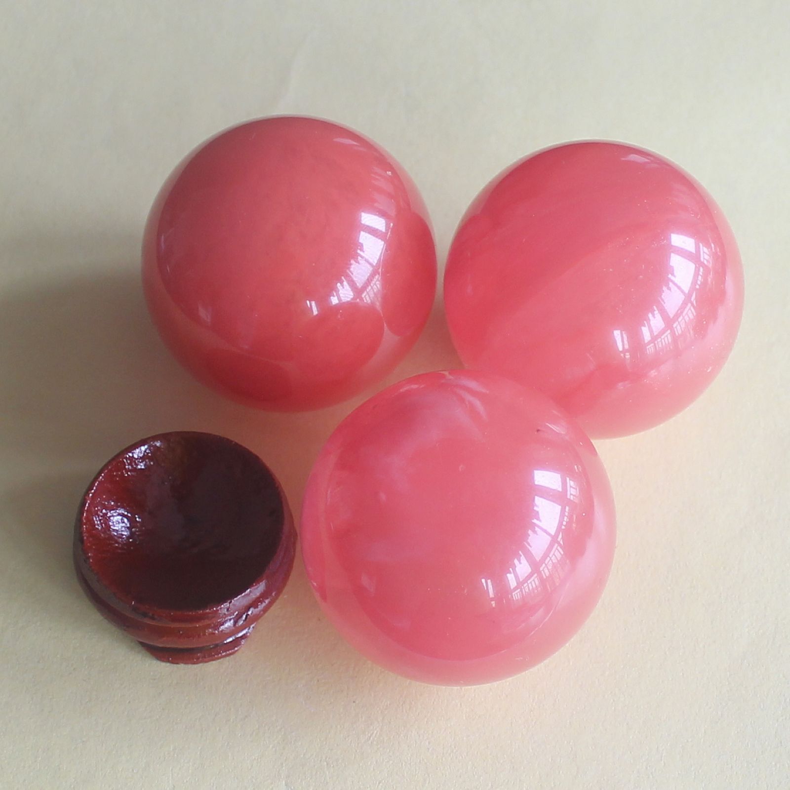 Red volcano cherry quartz sphere ball with wood stand healing Reiki craft