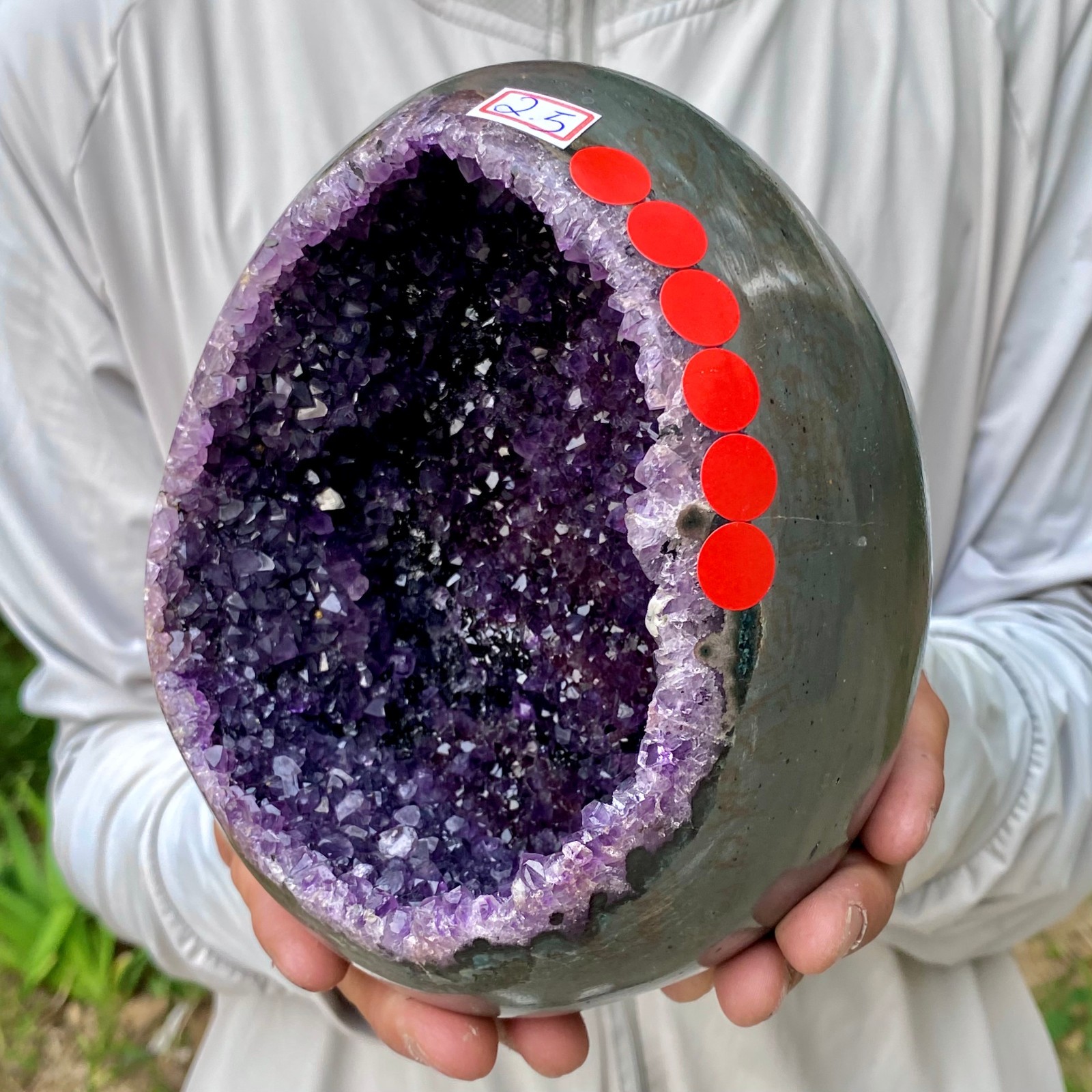 5.48LB High quality Natural Amethyst geode quartz crystal Dinosaur egg healing