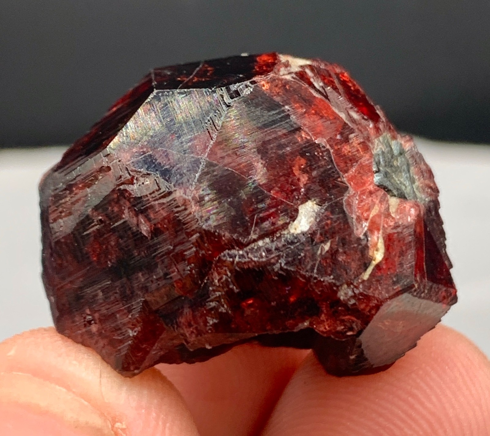 24 Gm Natural Etched Almandine Garnet Crystal, Geometric Patterns Crystal Pak