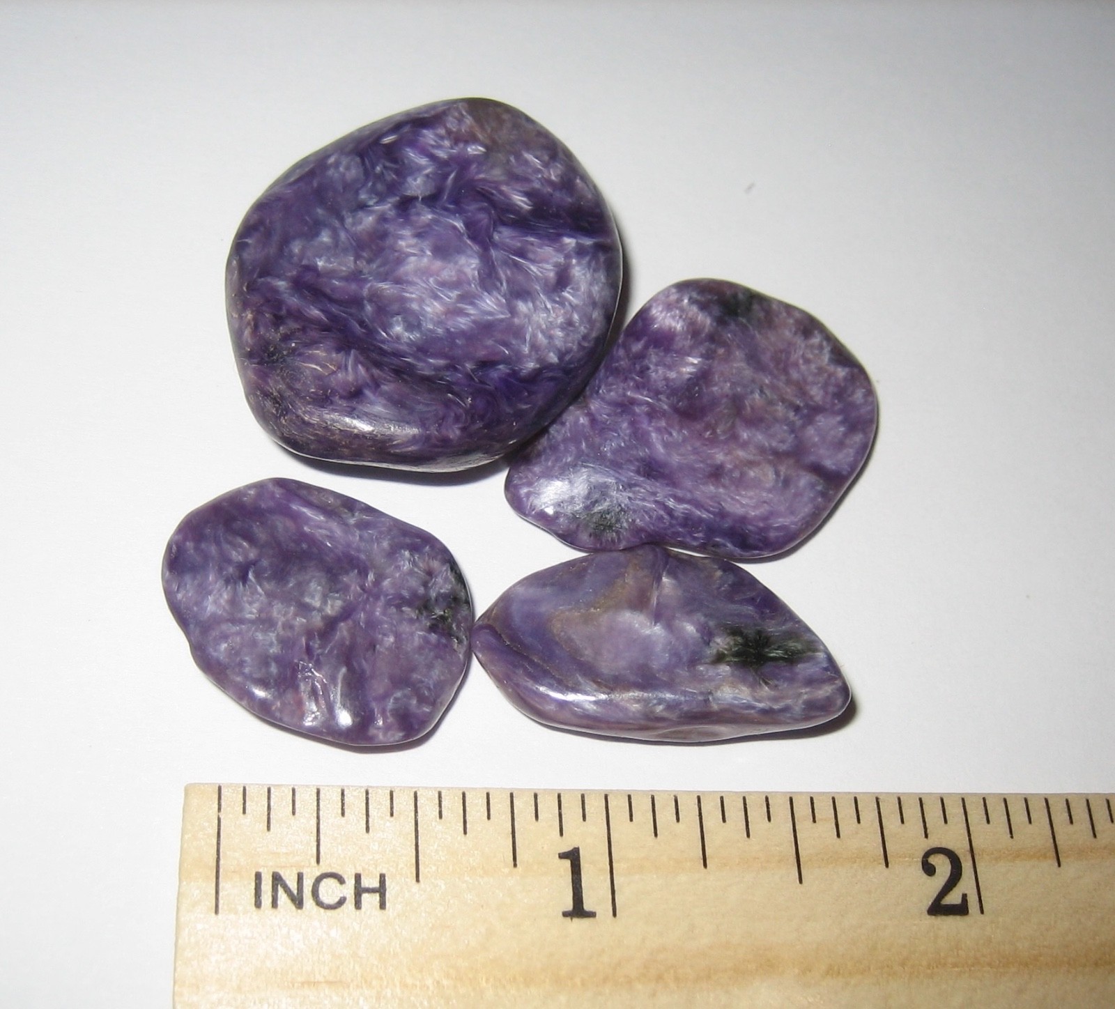 4 TUMBLED POLISHED NATURAL 0.8″-1.2″ CHAROITE STONE MINERALS RUSSIA 26.3grams *1