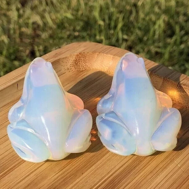 Genuine Opal Frog Sculpture Hand Carved Crystal Home Garden Decoration Gifts New