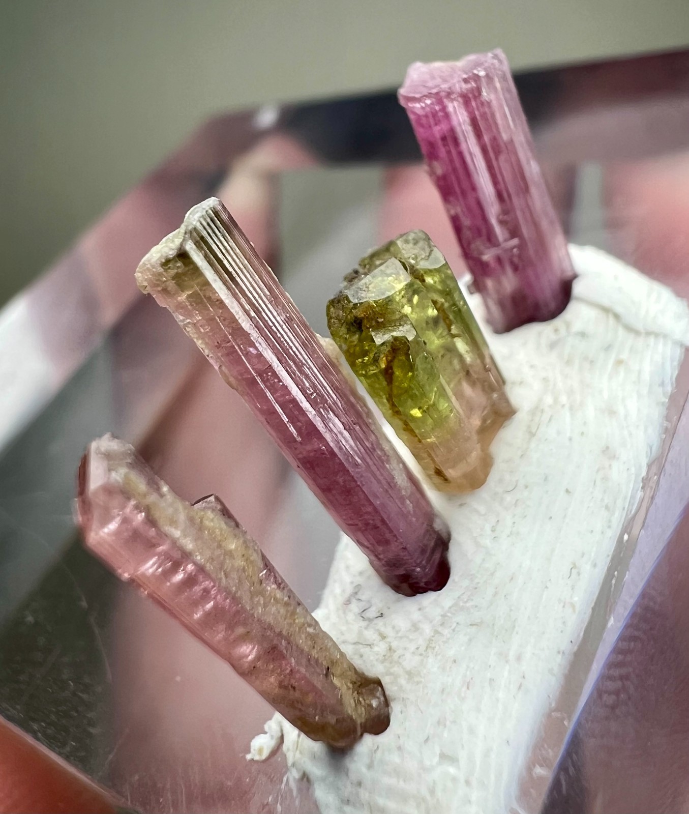 6 Carat 4 Pieces Multi Color Tourmaline Crystals From Poprok Mine Afghanistan