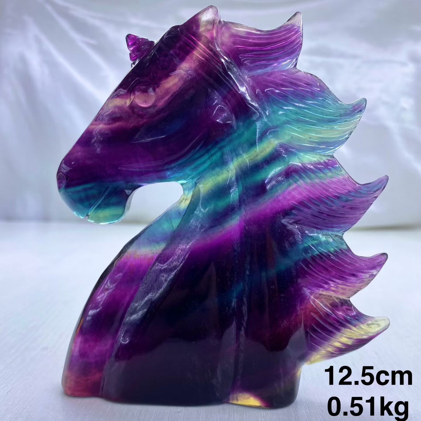 1PC Natural fluorite carved unicorn Skull quartz crystal reiki healing Gem Gift