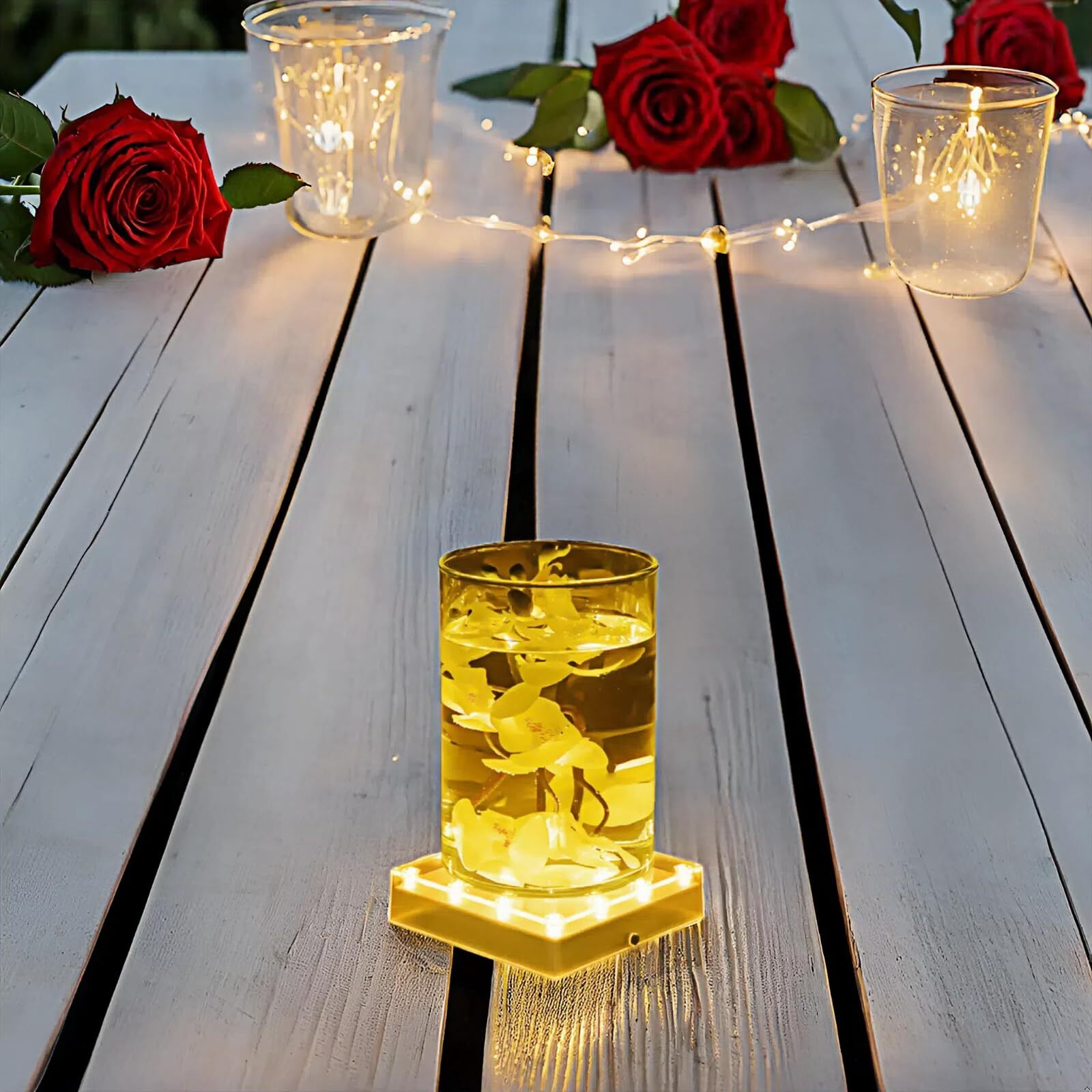 Square LED Light Display Stand for Effiel Tower Vase Crystal Glass Art
