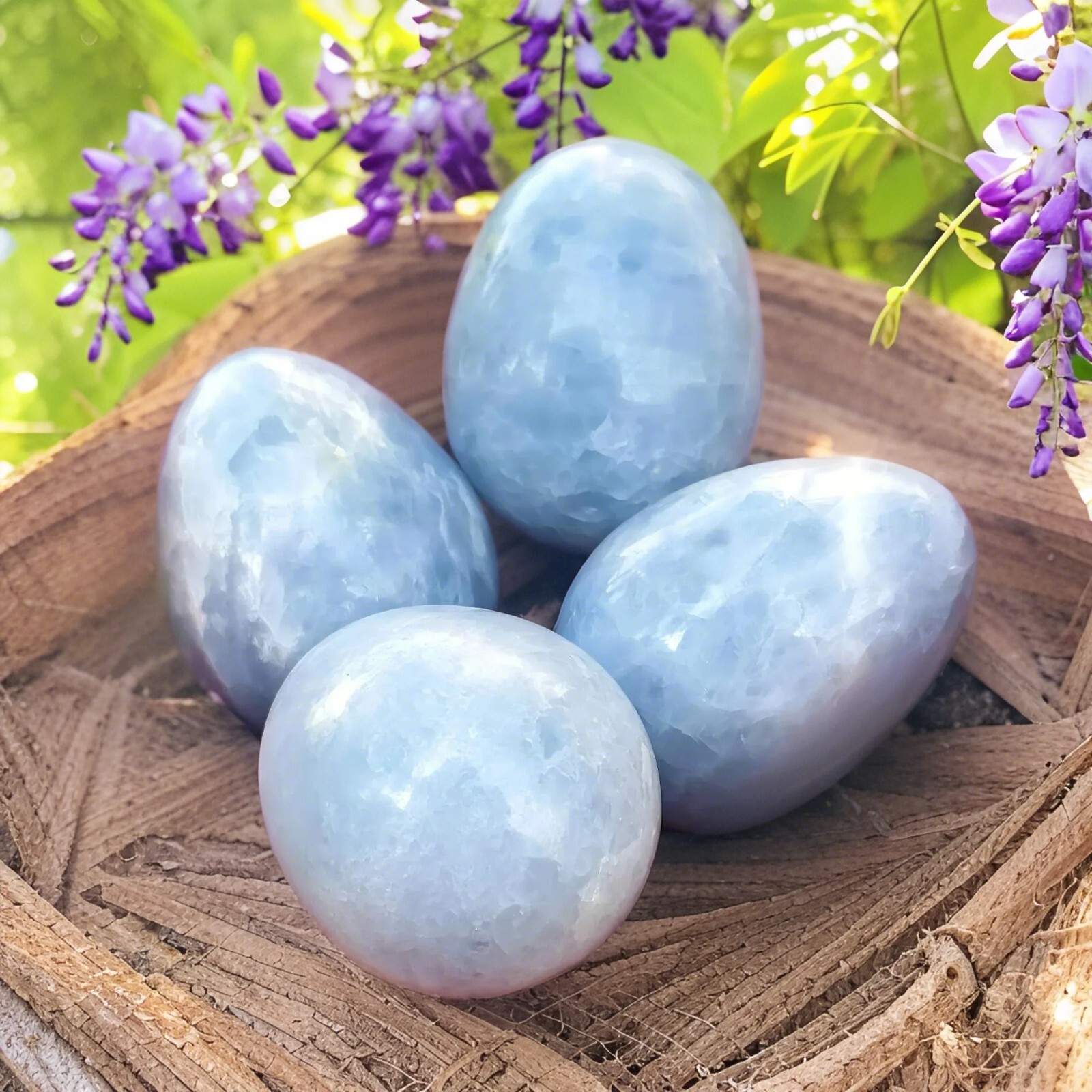 Natural Large Celestite Palm Stone Polished Rock Crystal Healing Reiki Egg Shape
