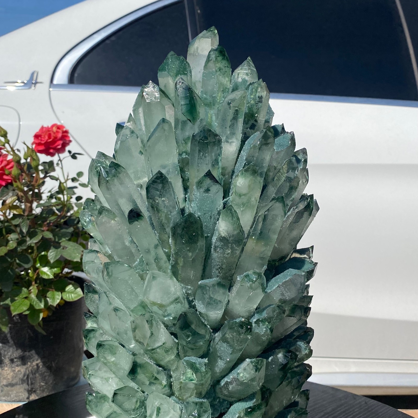30LB Newly discovered green phantom quartz crystal cluster minerals
