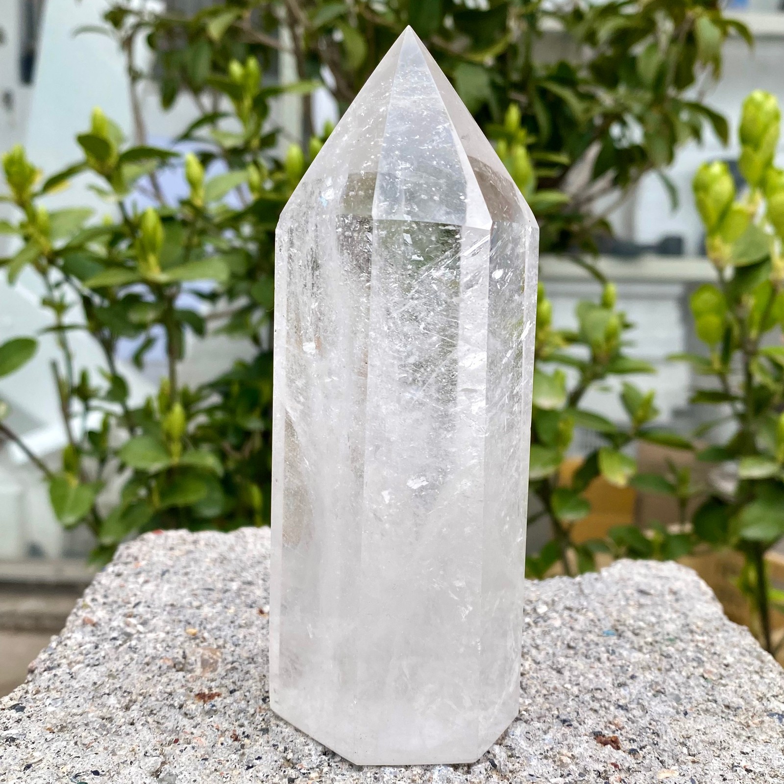 1.01LB Natural Clear White Crystal Obelisk Transparent Quartz Energy Column Reik