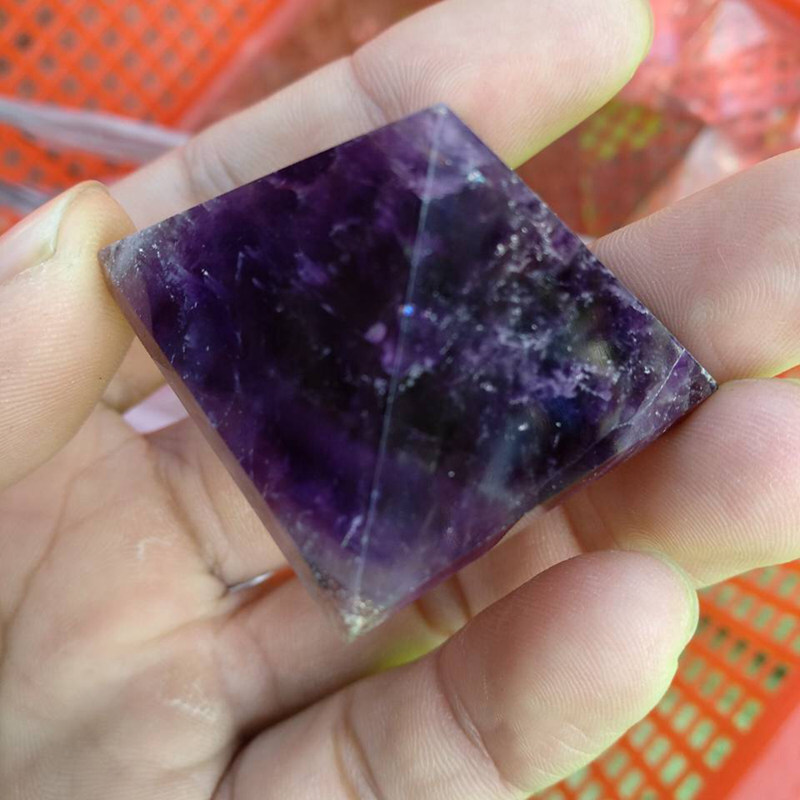 Natural Dreamy Amethyst Quartz Crystal Healing Pyramid Stone Energy Tower Decor