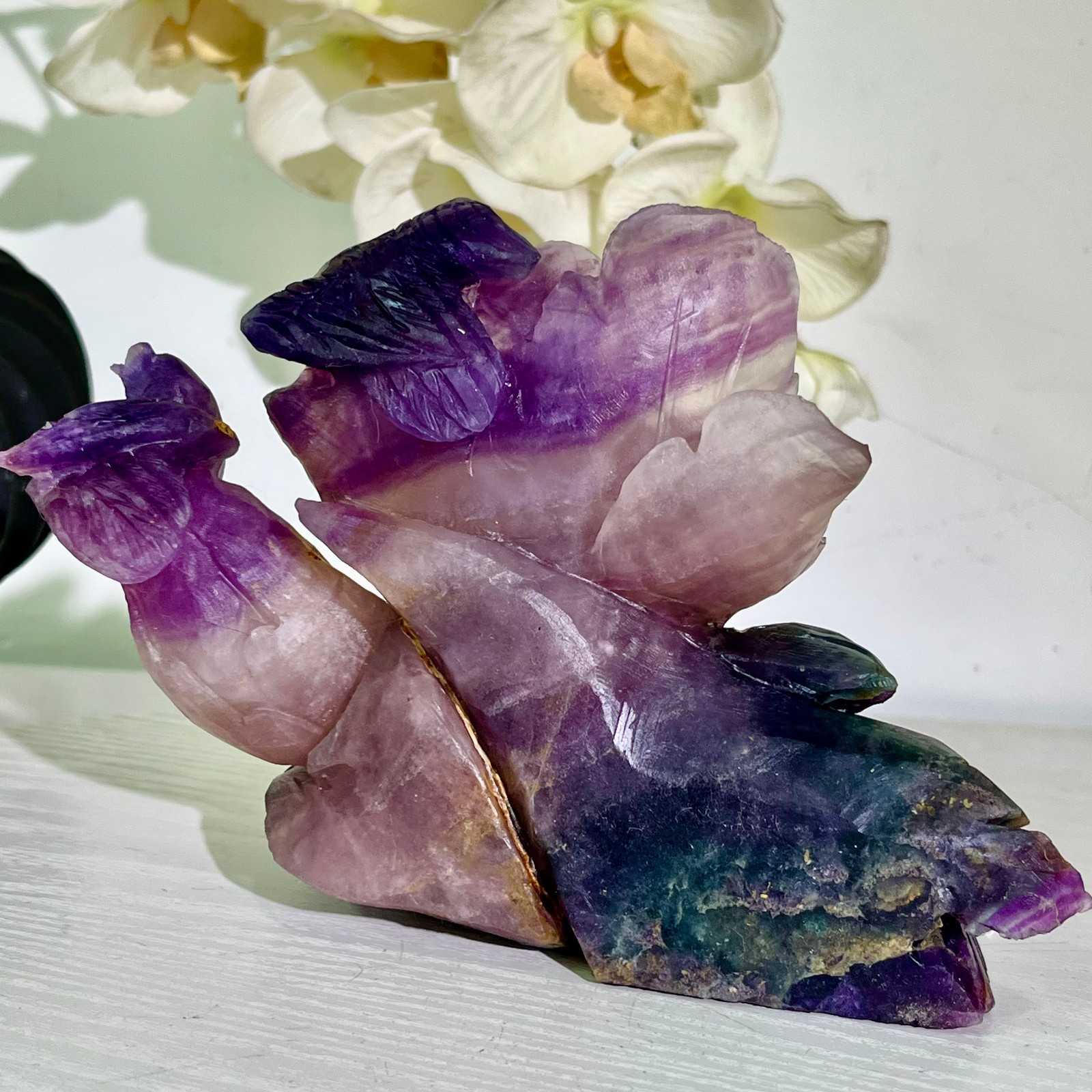 4.18LB Natural fluorite quartz products, hand carved and polished spiritual orn
