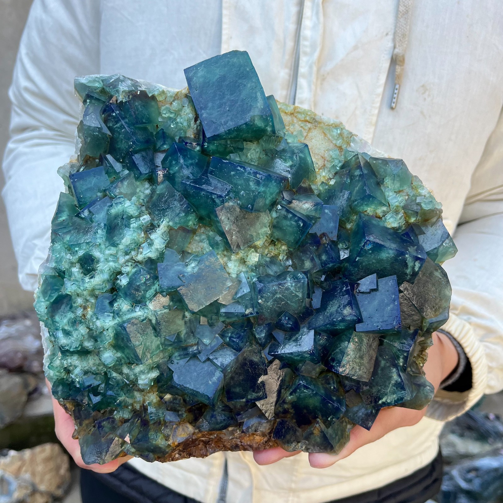 17.8lb Natural cubic green fluorite crystal clusters rough specimen Madagascar