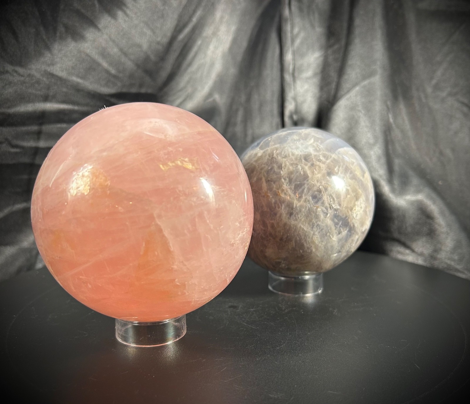 Perfectly Imperfect SALE! Blue Rose and Rose Quartz Spheres (See Details)