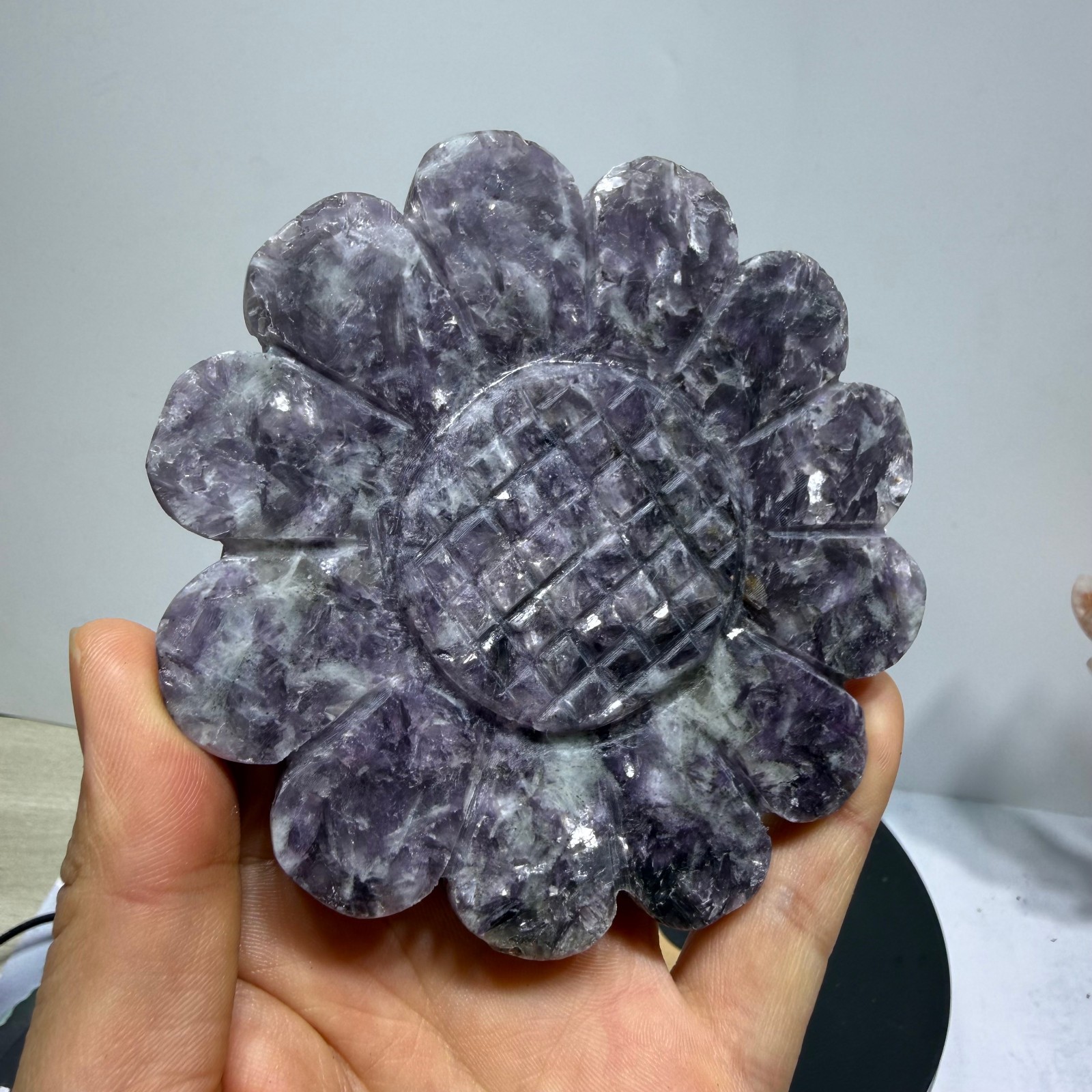 8″ Natural Dream Amethyst Sunflower quartz crystal Reiki holiday gift 1pc