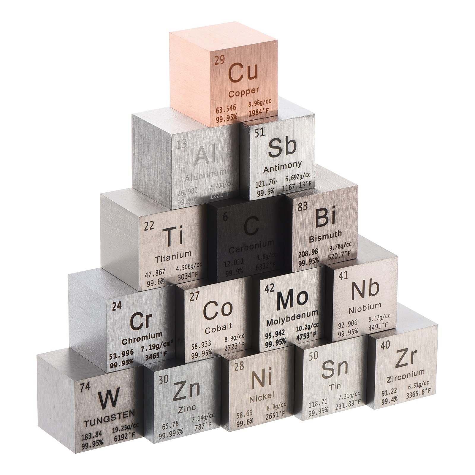 Zirconium Cube Metal Element High Density Block Pure Periodic Element, 1 Inch
