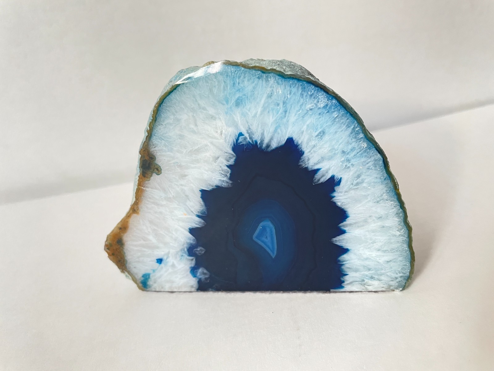 Quartz Crystal Druzy Half-Polished Blue Agate Geode Candle Holder Crystal Decor
