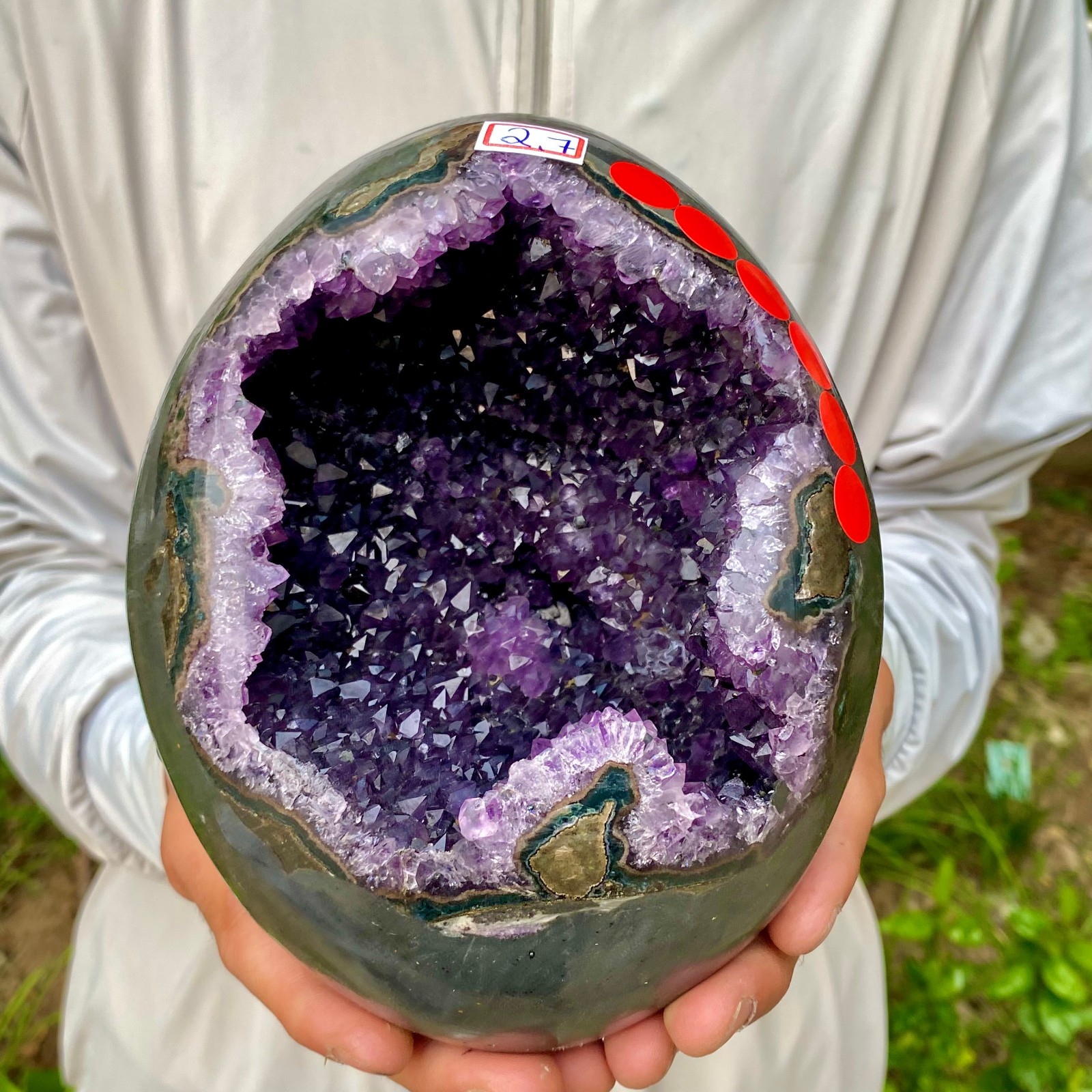 5.95LB Natural amethyst Dinosaur egg Quartz Crystal specimen healing