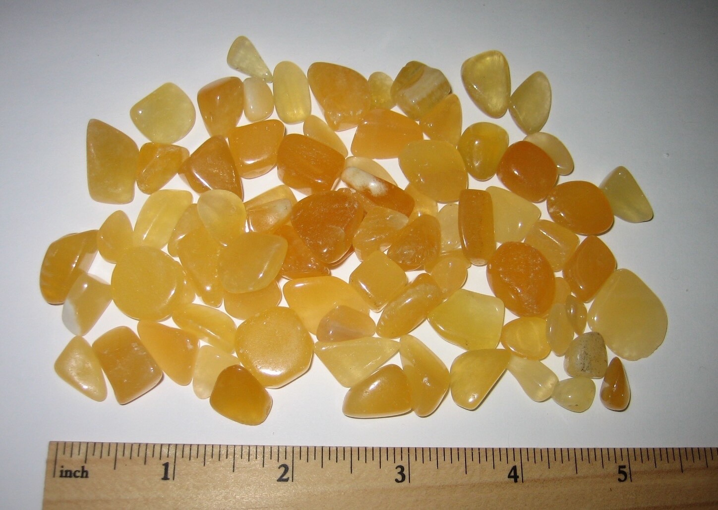 80 TUMBLED POLISHED 0.2″-0.8″ BRIGHT ORANGE CALCITE CRYSTAL STONES ~ 149grams *1