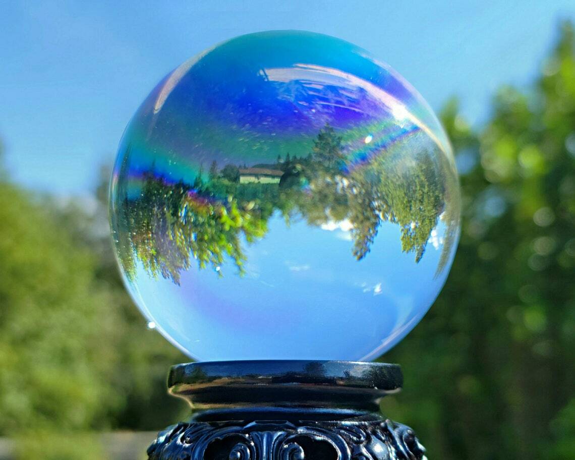 80mm Large Aurora Crystal Ball, Rainbow Glass Sphere, 3.15 inch