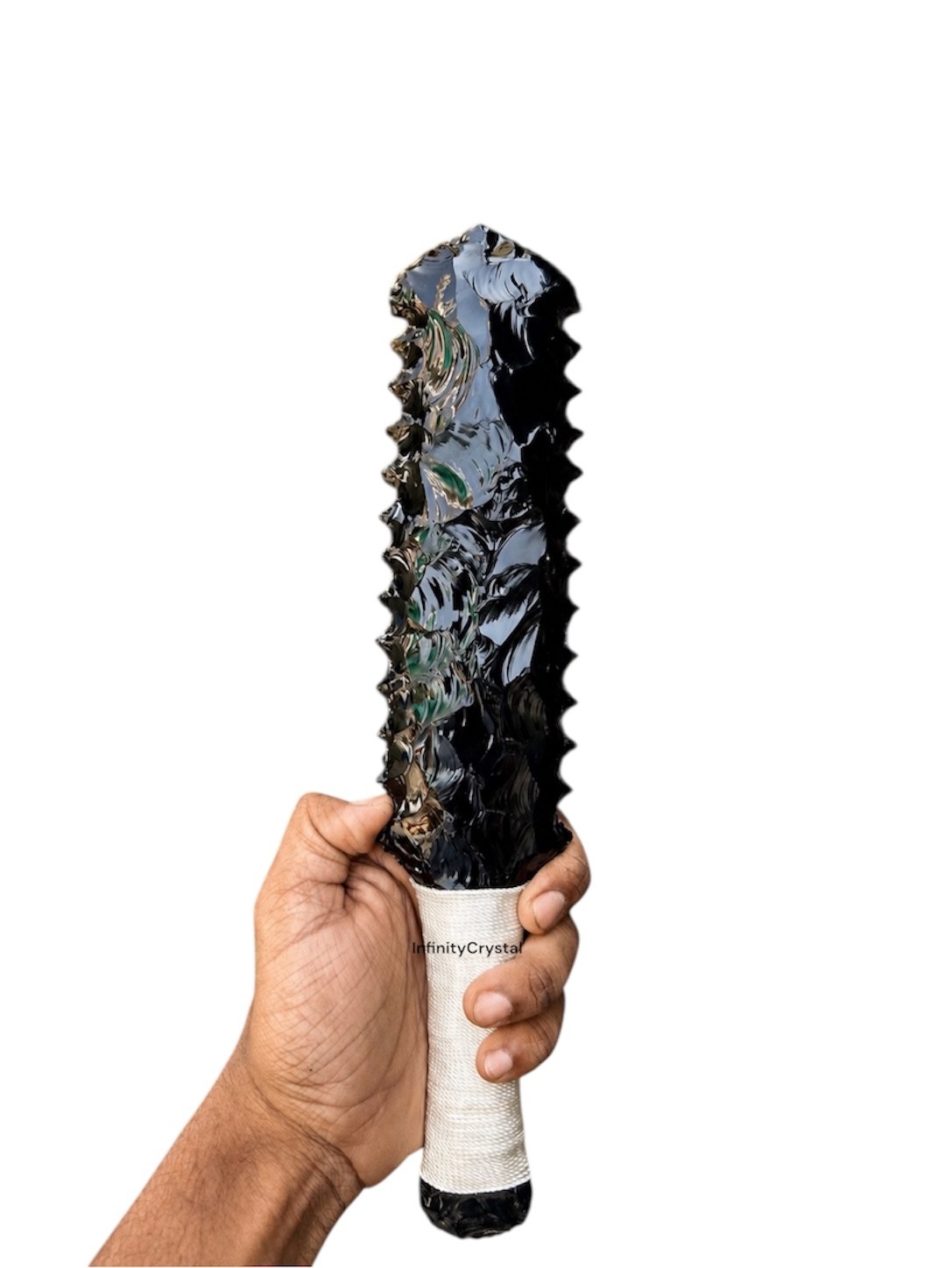 12” Black Obsidian Macuahuitl Aztec Sword Replica Handmade Tribal Warrior Knife.