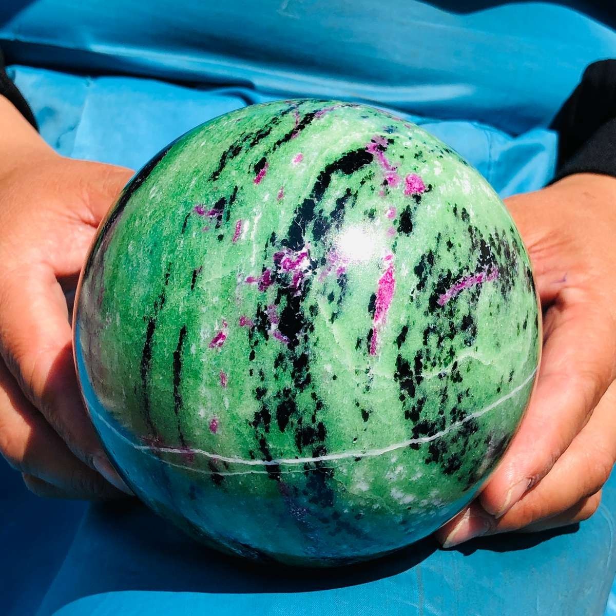 5.67 LB Large Natural Ruby Zoisite Sphere Crystal Healing Stone Specimen 5158