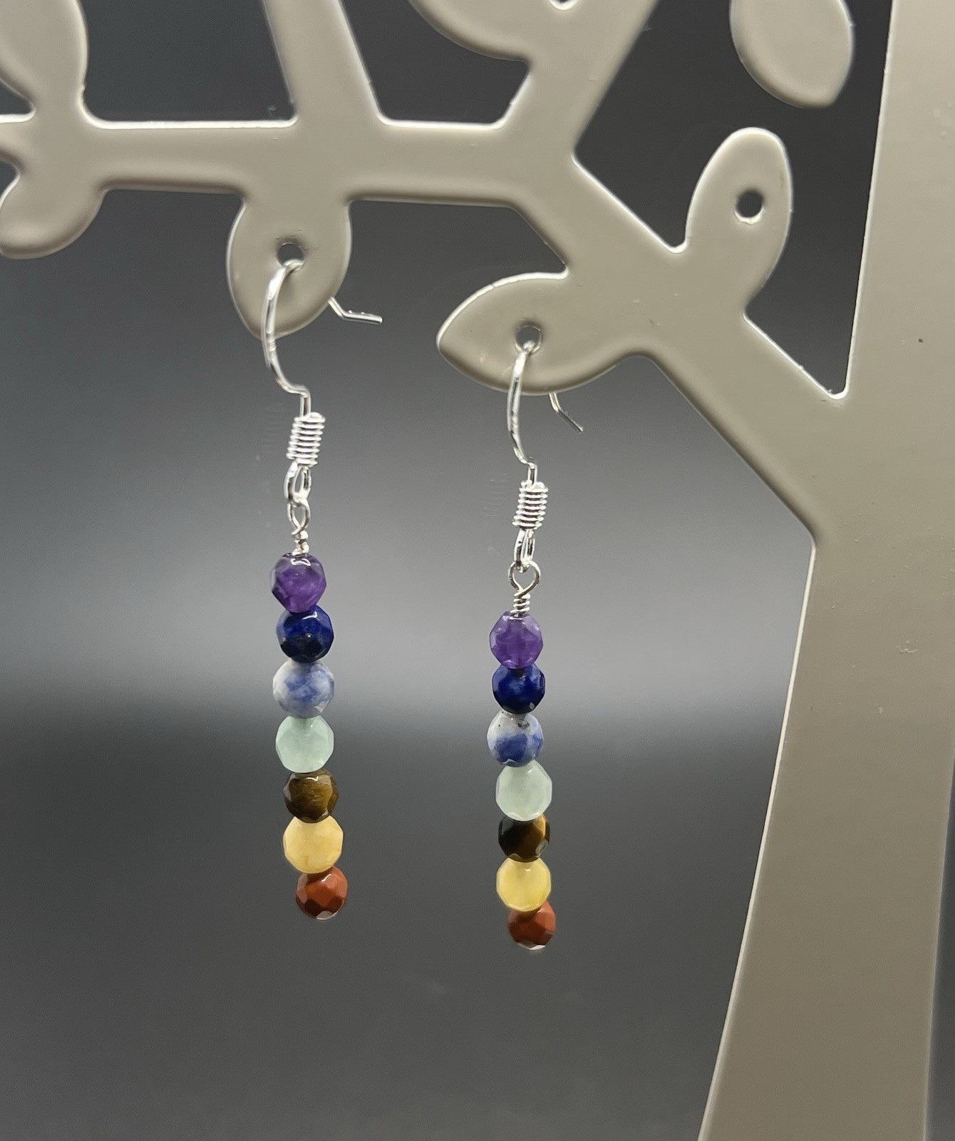 7 Chakra Stone .925 Sterling Silver Earrings