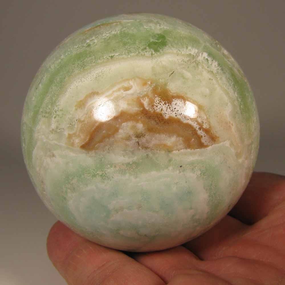 2.8″ Blue CARIBBEAN CALCITE Aragonite Sphere w/ Stand– Afghanistan – 71mm – 1 lb
