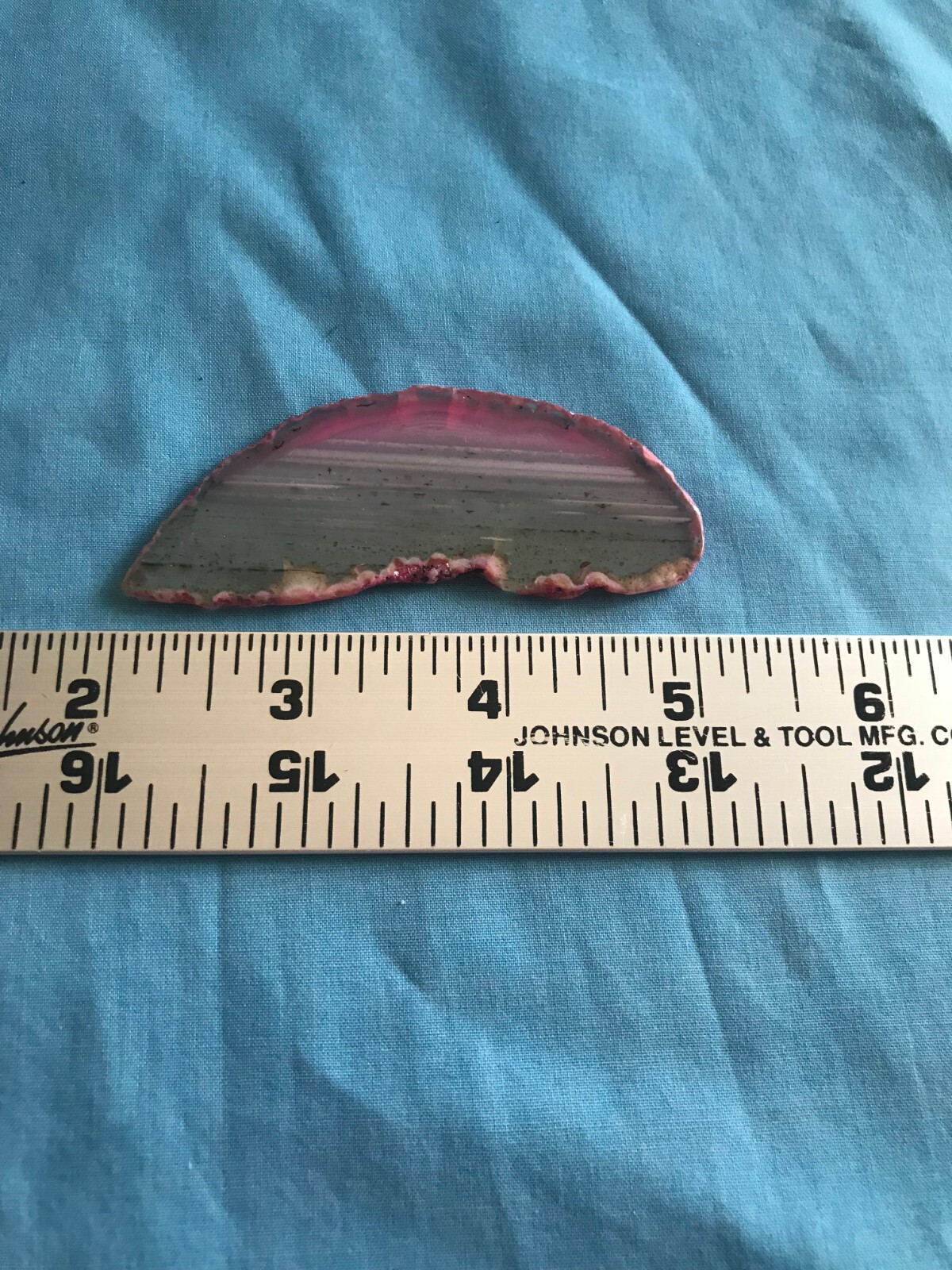 New 3” by 1-1/8” Pink Dyed Cut & Polished .58 Ounce Agate Rock Slab Craft Stone