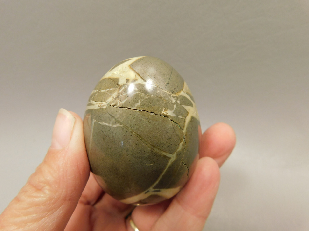 Septarian Nodule Egg Shaped 2.35 inch Polished Rock Utah Stone #O6