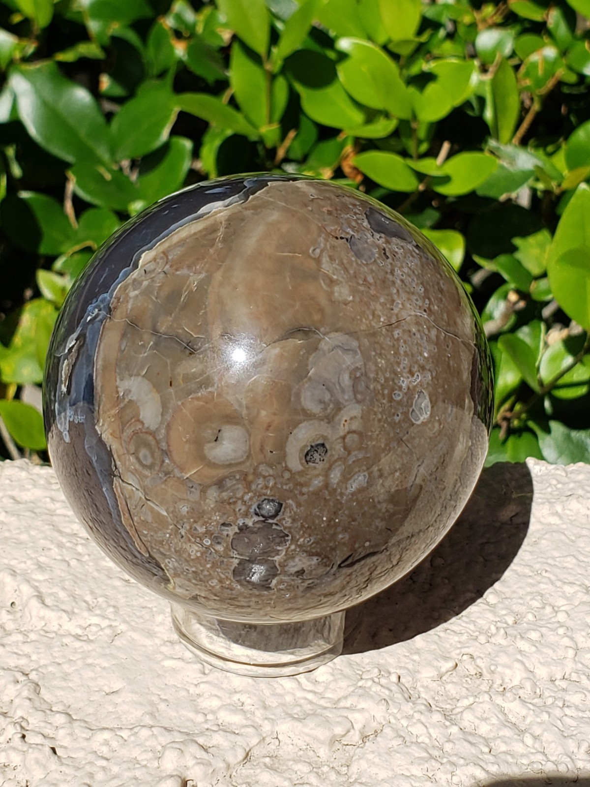 2.6″ Volcano Agate Quartz Crystal Sphere Ball Orb Stunning Green UV, 388g