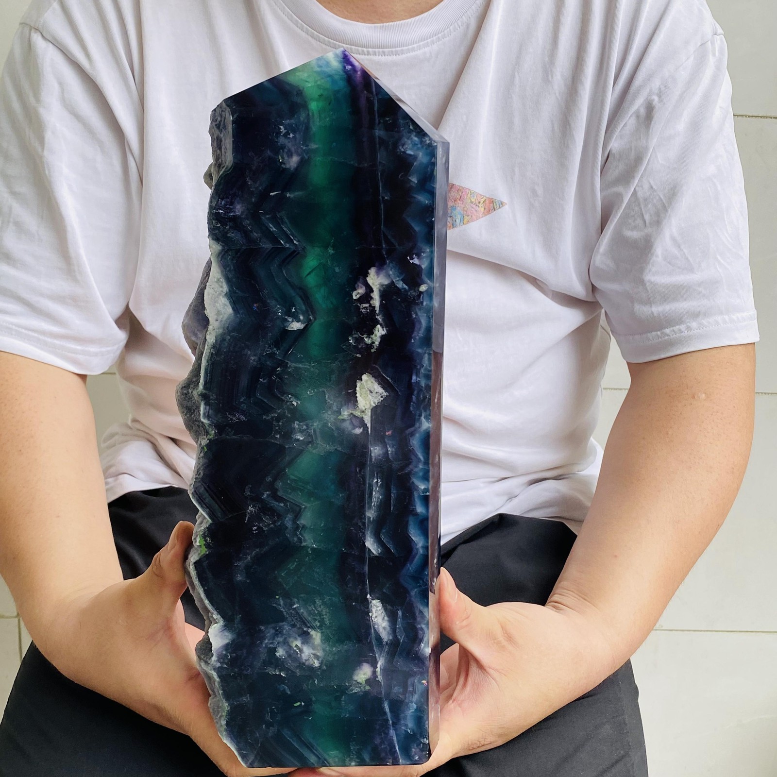 Natural Fluorite Obelisk Quartz Crystal Healing Reiki Wand Tower Point 4880g