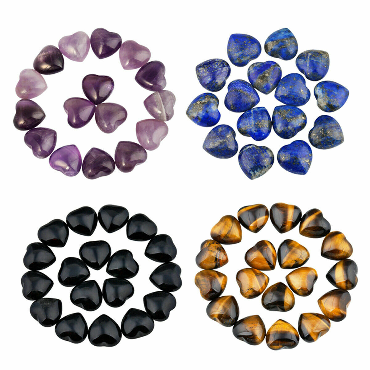 10Pcs Natural Healing Reiki Quartz Crystal Heart Stone Gemstone Collection