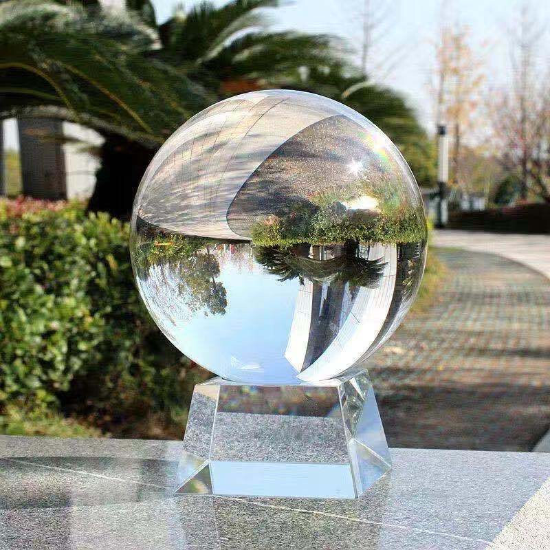 TOP 200MM 22LB Clear Crystal Ball Meditation Glass Sphere Photo Prop Free Stand
