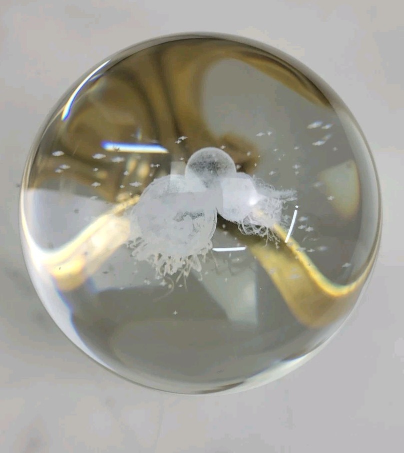 Jellyfish Crystal Ball No Stand, 3D Laser Engraved Glass Sphere Decorative Ball