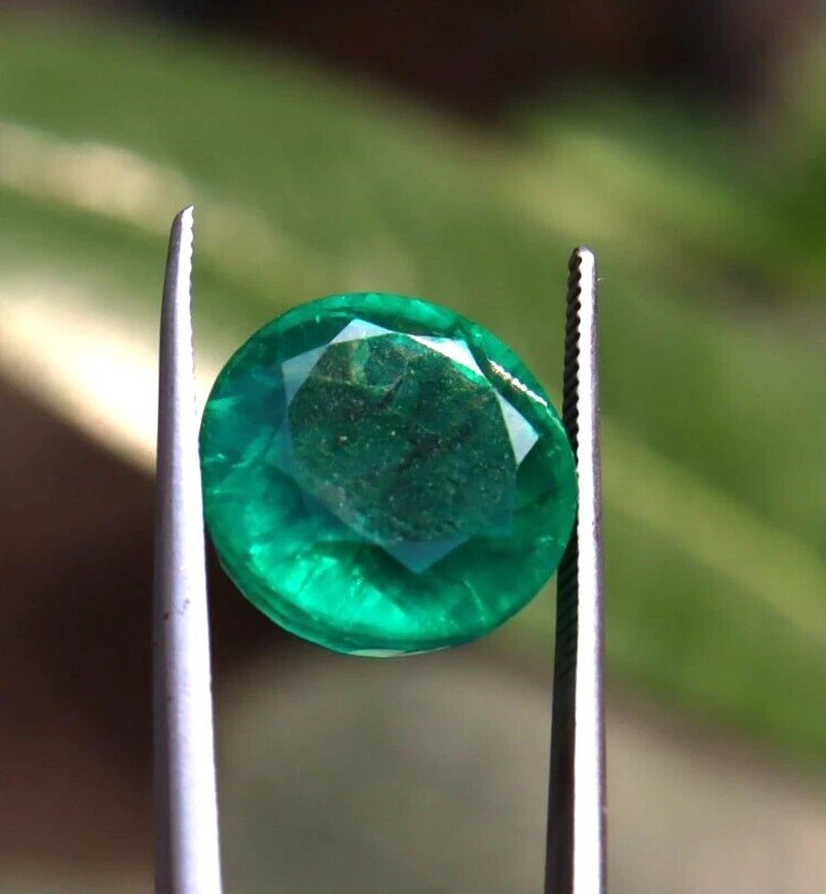 10.80 Ct Certified Natural Colombian Round Cut Green Emerald Loose Gemstone