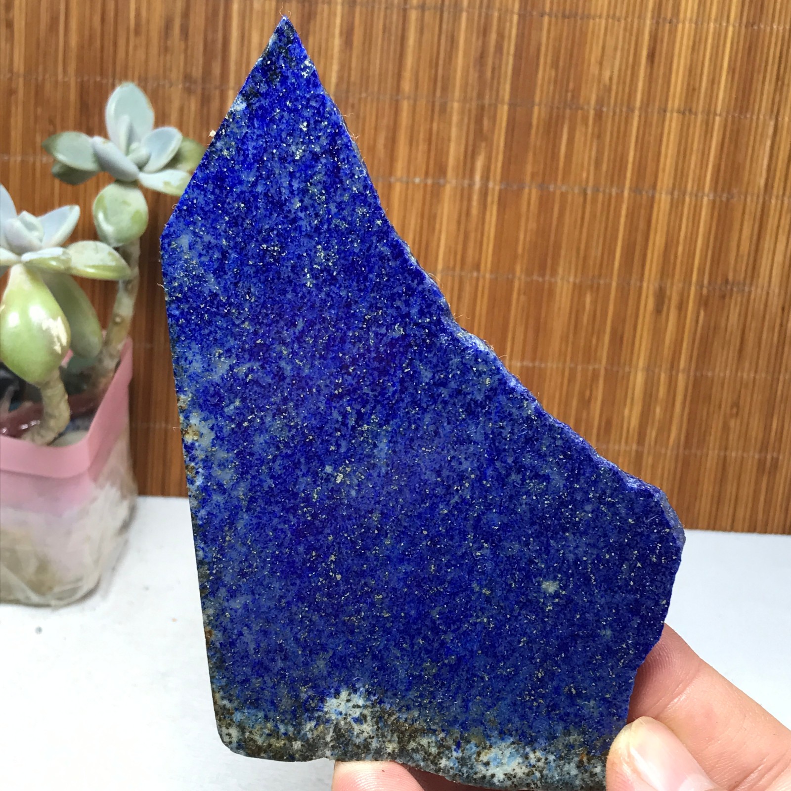 118-79-6mm Natural Lapis lazuli slice Crystal gemstone Polish/rough 104g A2860