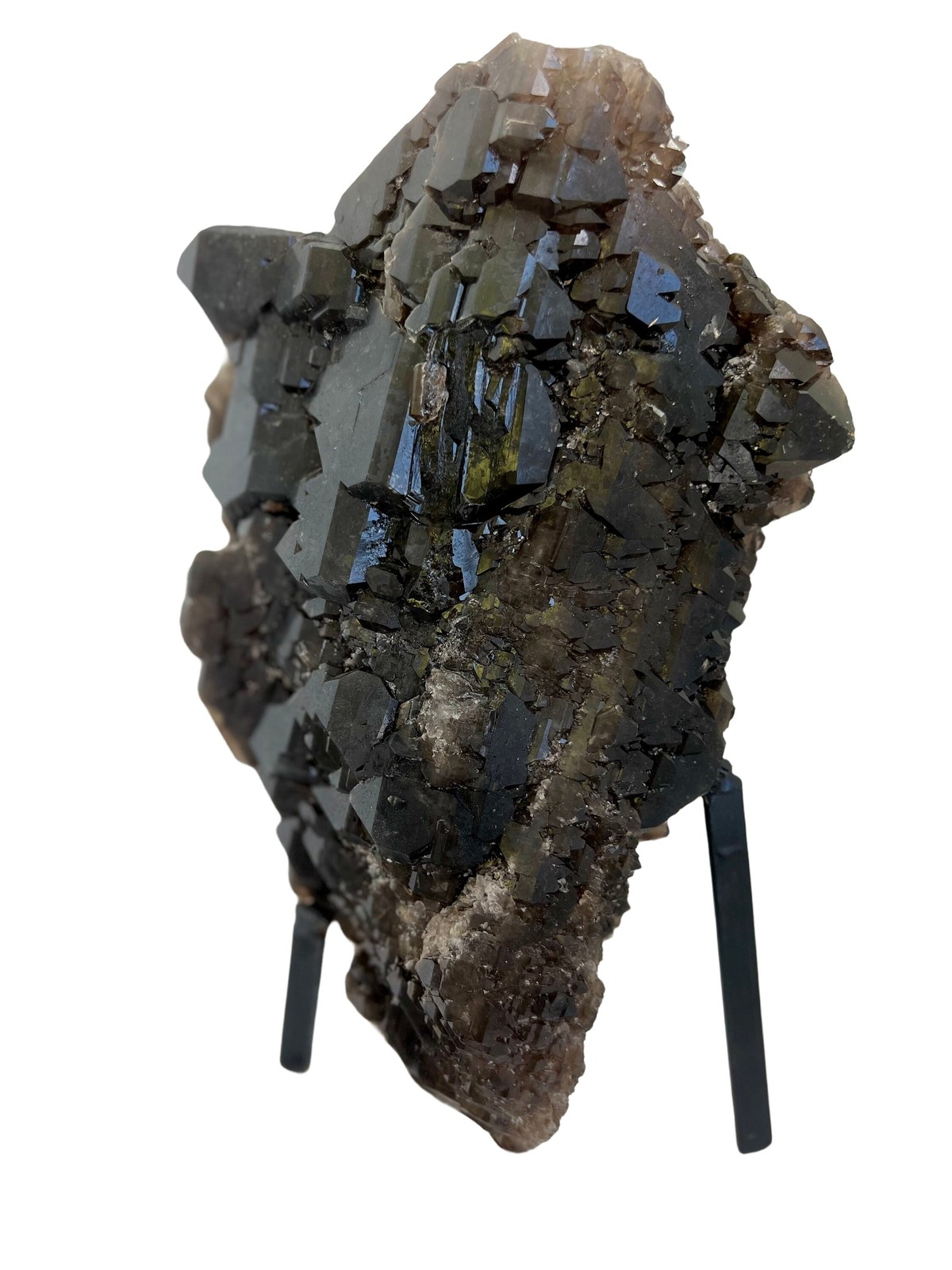 Elestial Smoky Quartz on Metal Stand – No.1, Natural Smoky Quartz from Brazil