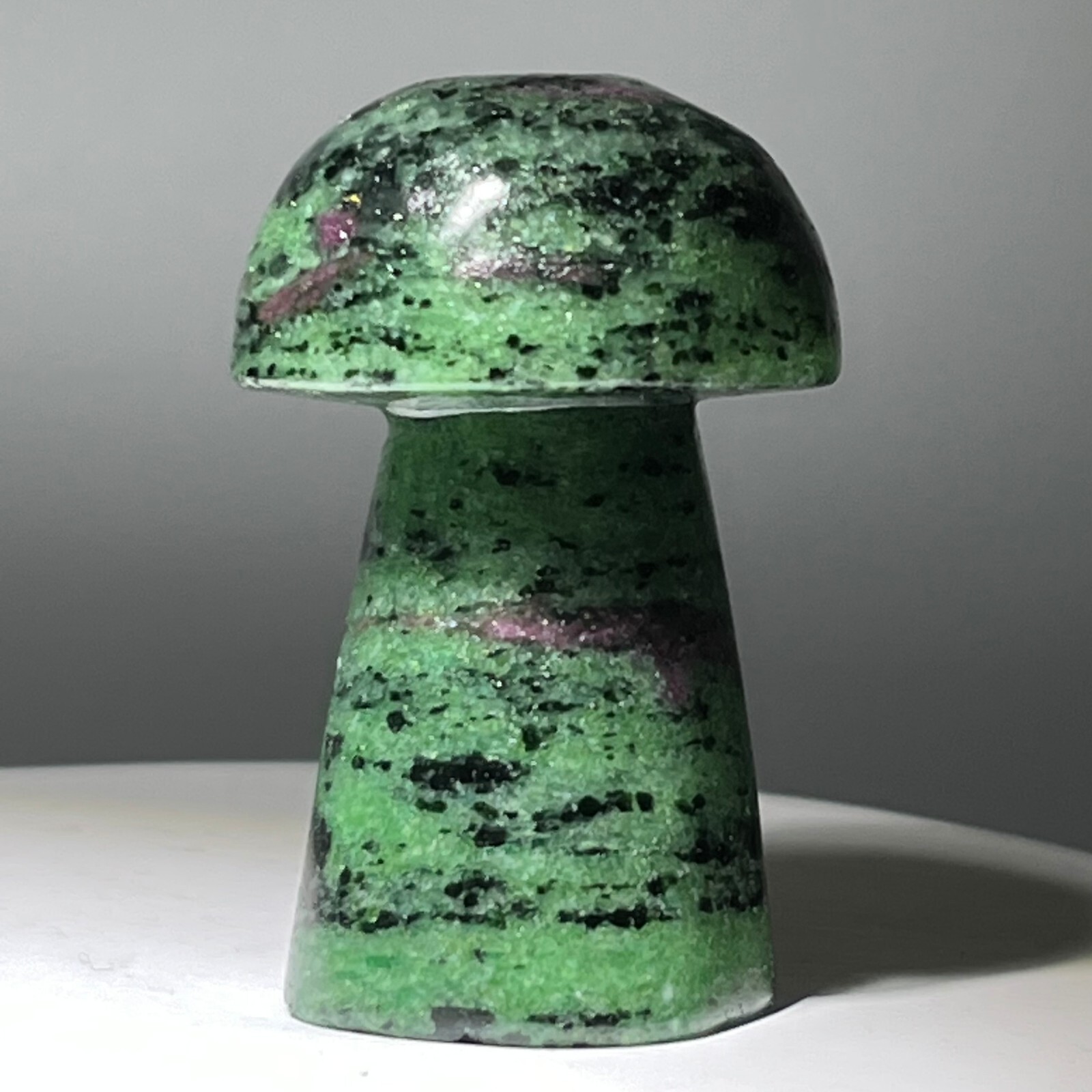 Natural quartz red green treasure, carved and polished, mushroom, reiki ener