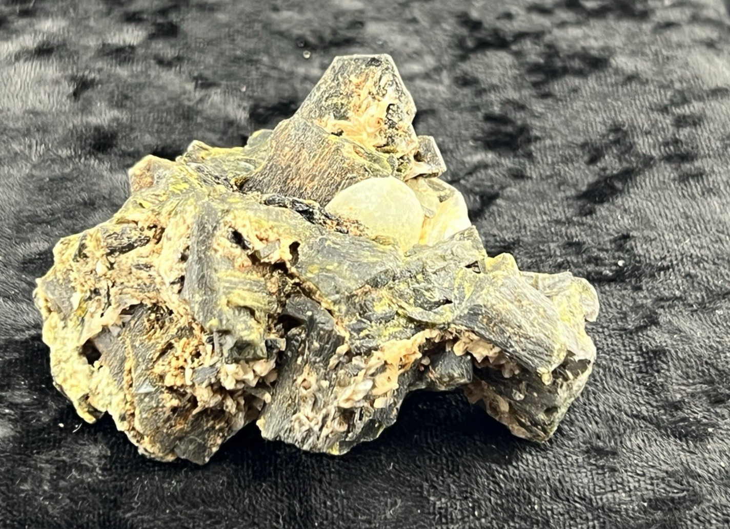 Epidote Crystal Cluster with Prehnite Nodules, Kayes Region, Mali 166 g.