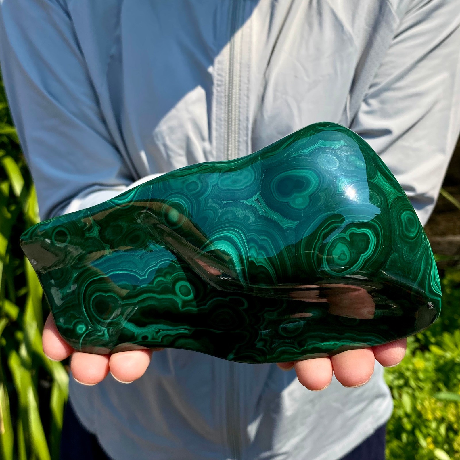 1.76LB Natural Polished Malachite Mineral freeform specimen Reiki Stone