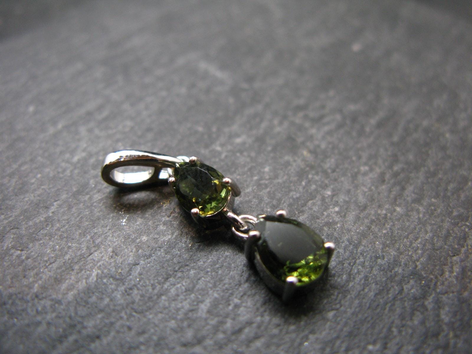 Moldavite Tektite Silver Pendant from Czech Republic – 1.1″ – 1.51 Grams
