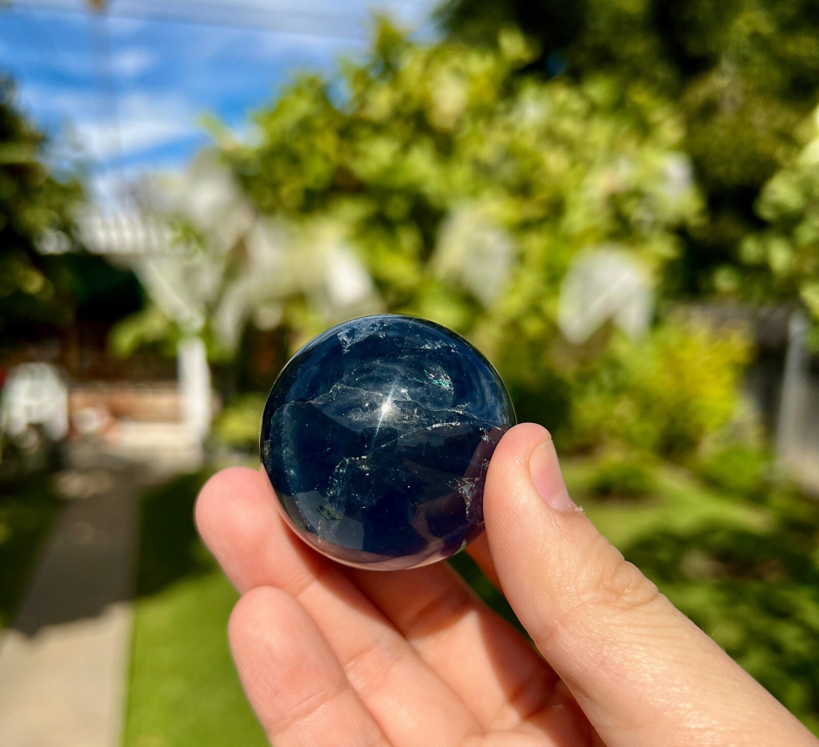 Deep Blue Fluorite 40mm Sphere/Ball