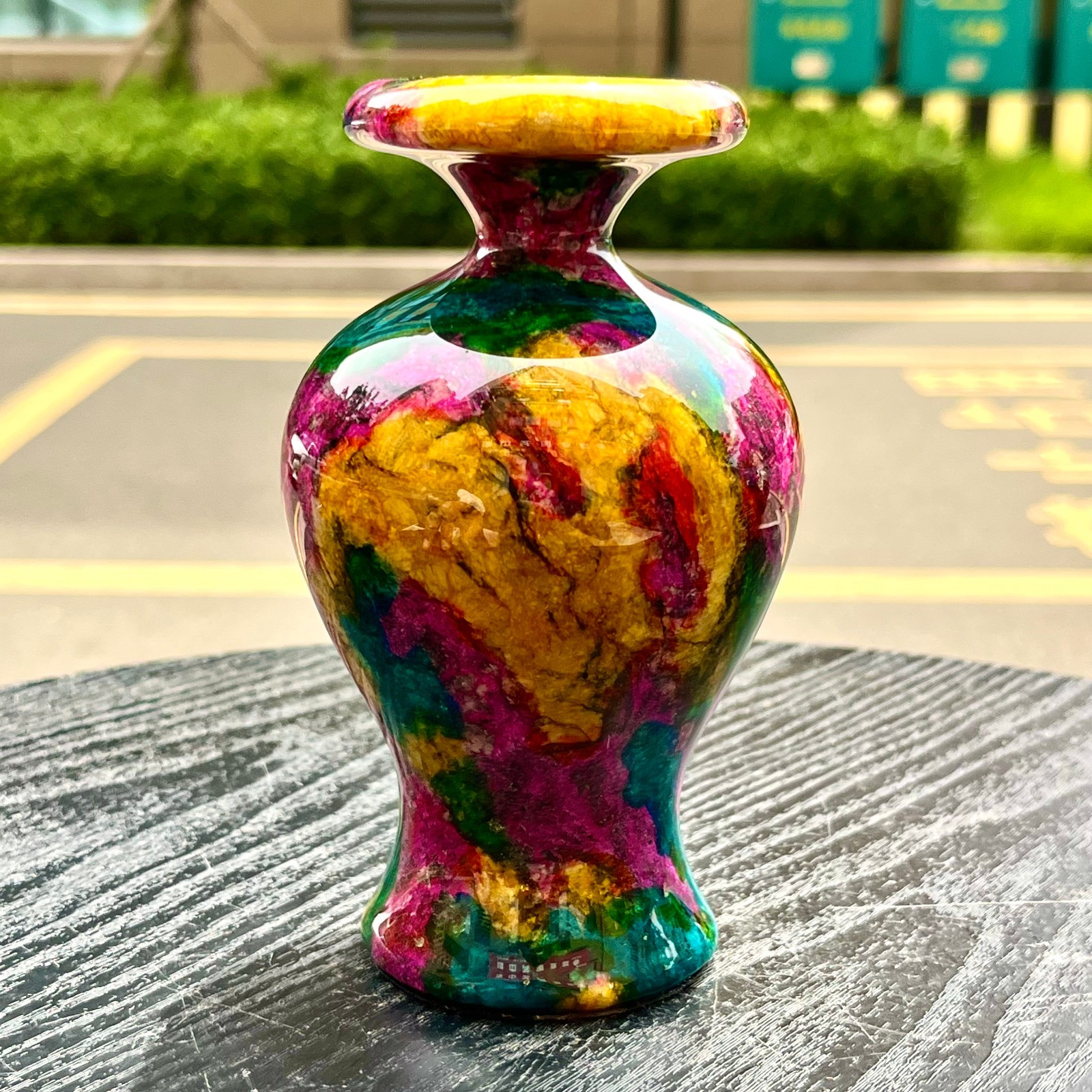 1.94LB Natural “Seven Colors Jade” vase specimen -Taiwan China