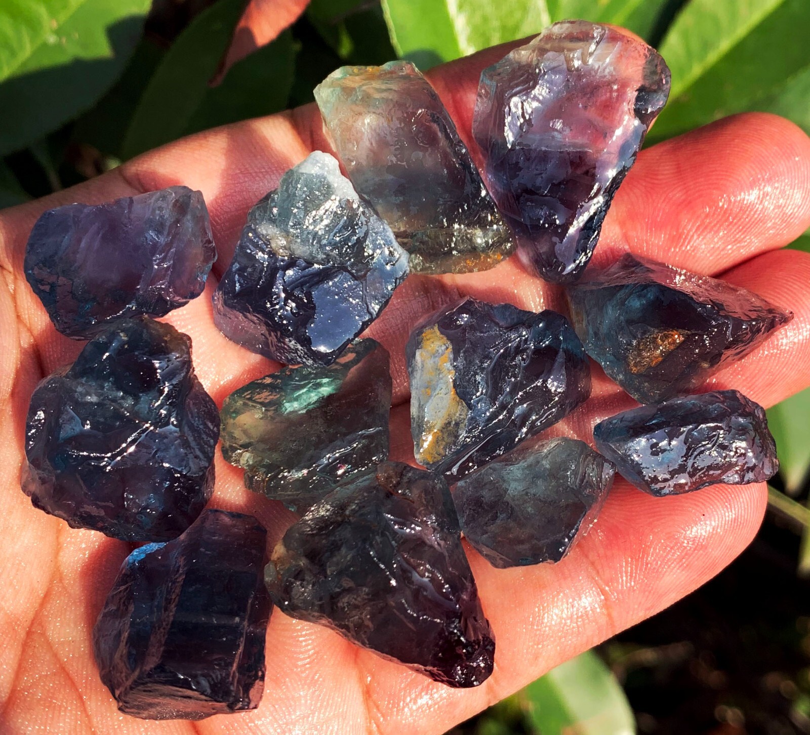 87g 12PC TOP! Natural Fantastic Blue Fluorite Crystal Specimen ic012