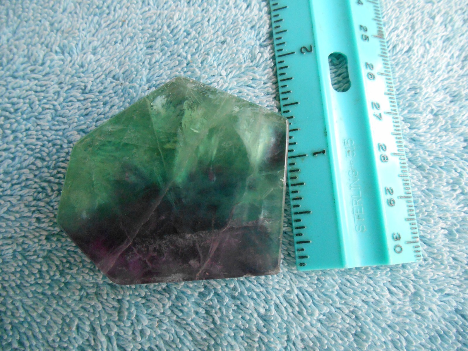 FLOURITE POLISHED POLYGON SLAB QUARTZ STONE 1-9/16″ TALL X 5/16″ THICK
