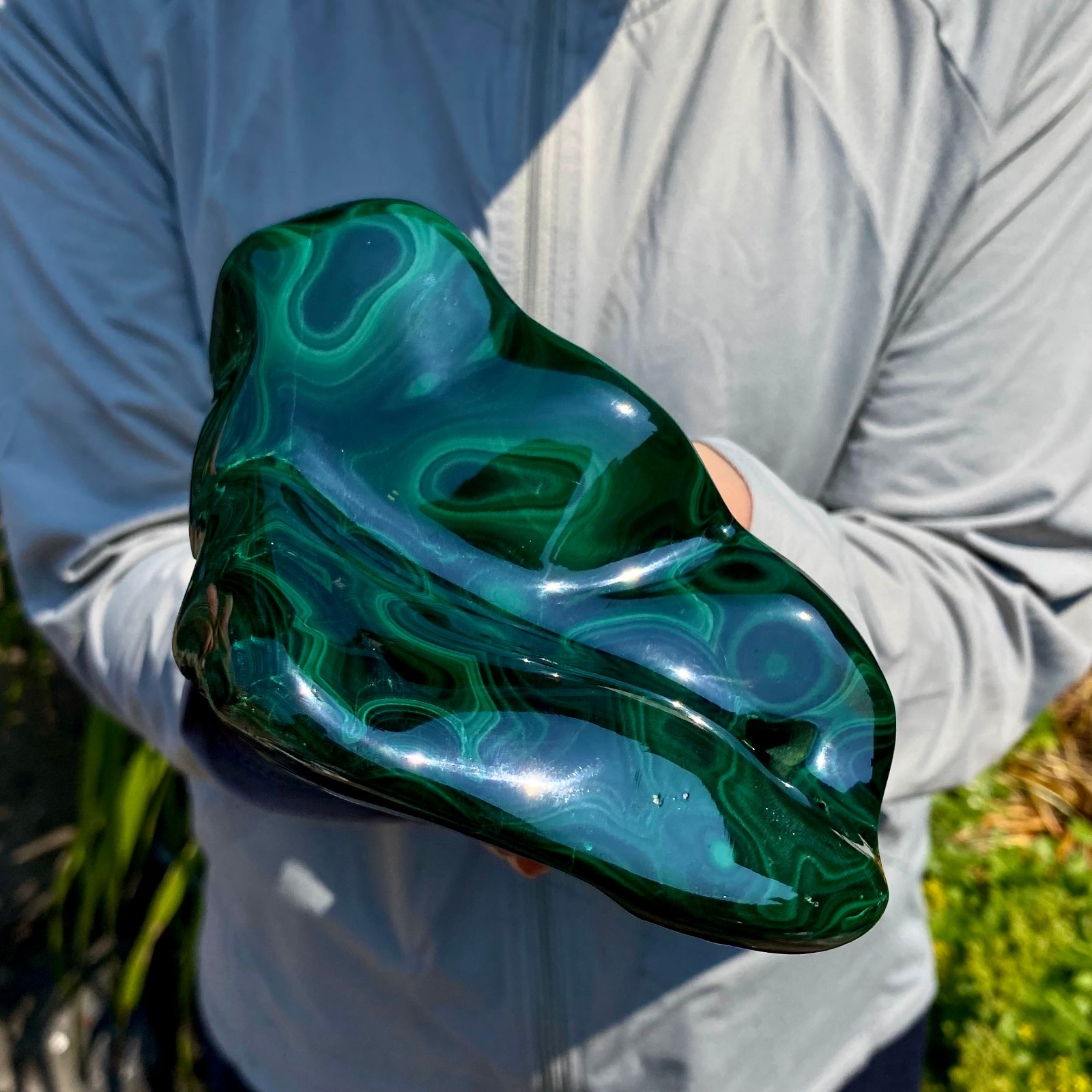 1.43LB Natural glossy Malachite transparent cluster rough mineral sample
