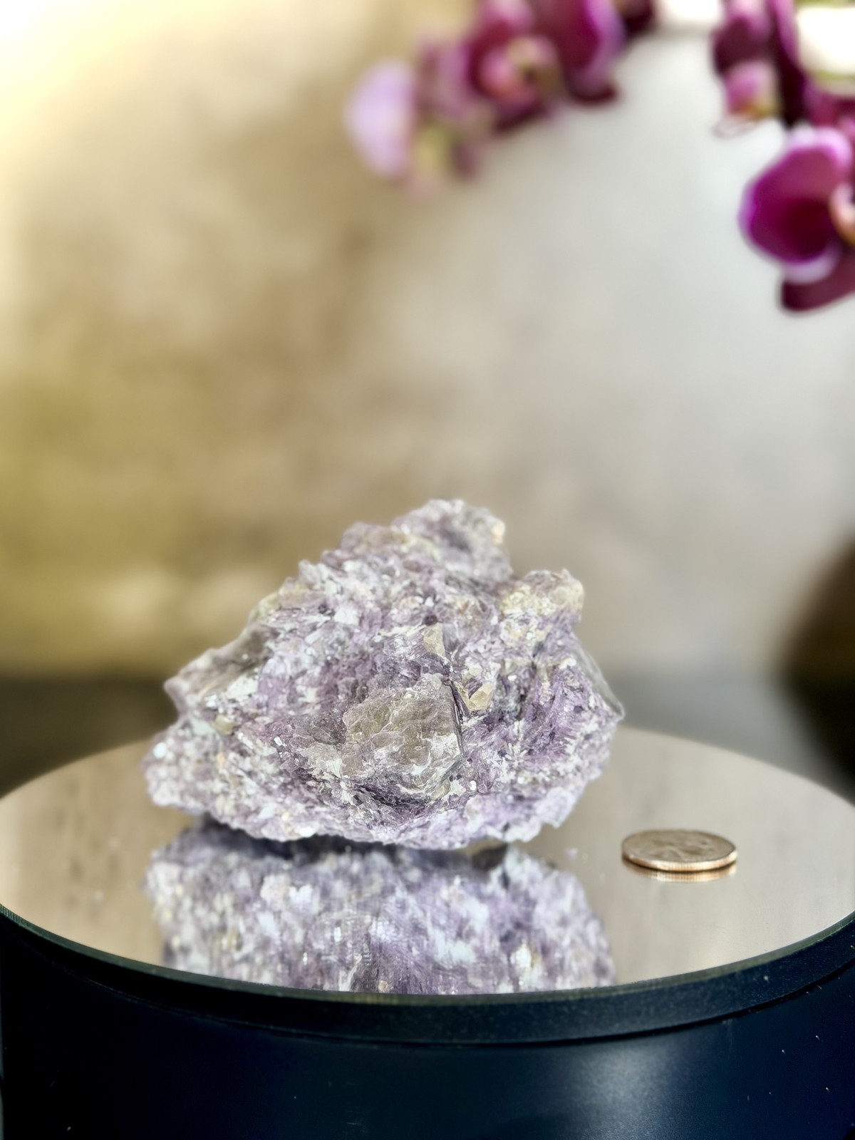 Lepidolite with Quartz Cluster | Sparkling Lilac Purple Mica